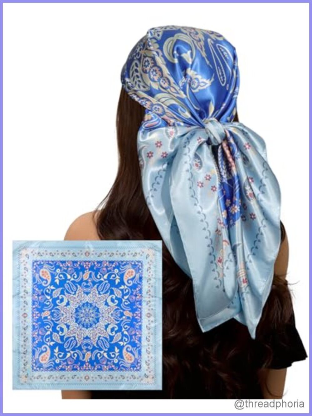 35x35 Silk-Like Satin Scarf for Women - Large Square Head Scarf